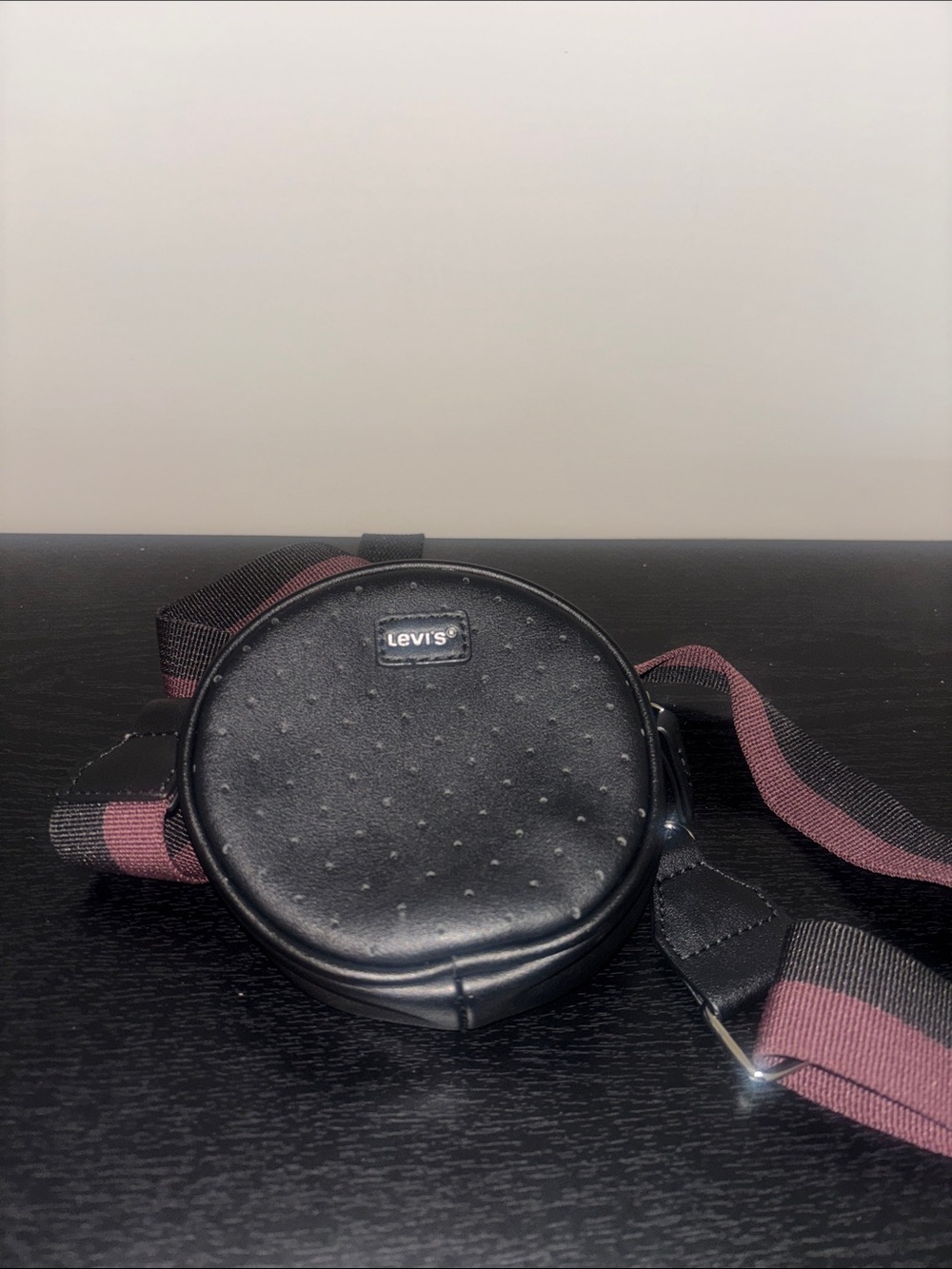 Levi's Black Round Crossbody with Maroon Accent Strap